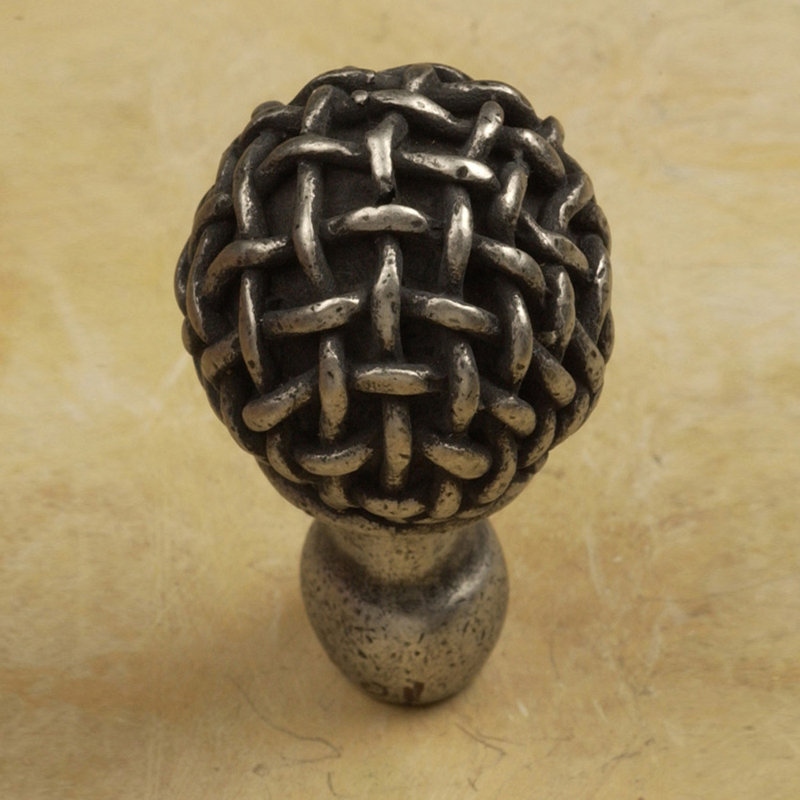Poignée ronde Chamberlain, Étain mat, H 1,25 po x l 1,25 po x P 2,25 po
