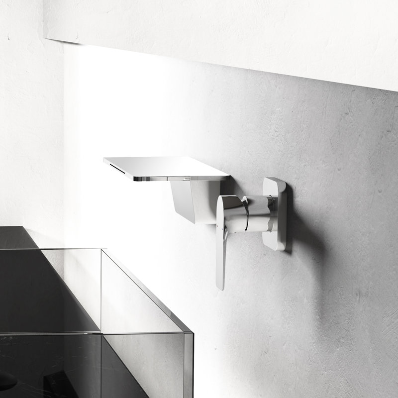 Waterfall Bathroom Sink Faucet In , Brass Produced, Single For Simple Water Temperature And Flow Regulation, To Maximize Counter Area, 12.1 In. Depth, 4.72 Width, 15.64 Height, 12.18 Lb Stoutness