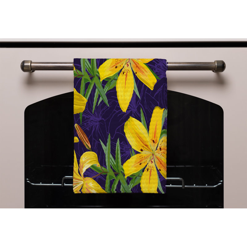 Cotton Floral Waffle Kitchen Towel