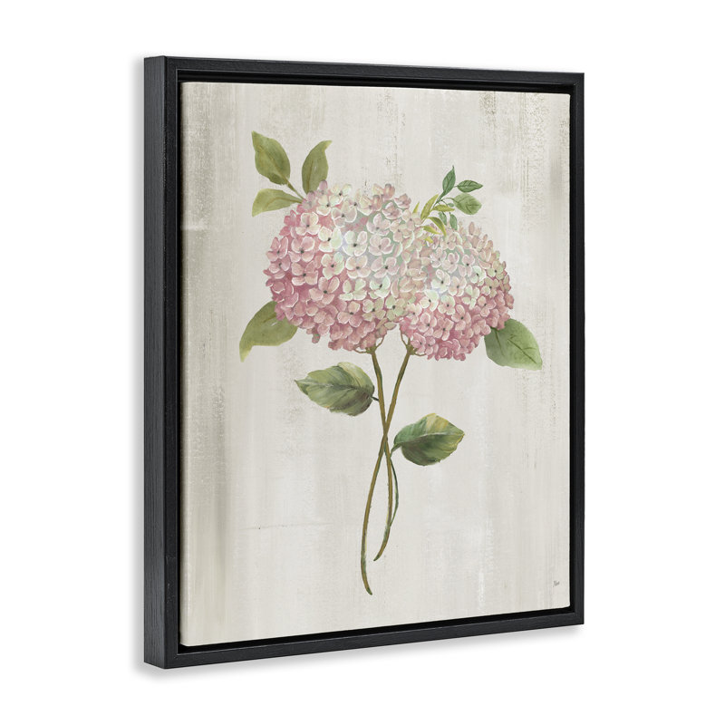 Cadre flottant rétro hydrangées roses, design par Nan, H 31 po x l 25 po, Cadre flottant noir de jais
