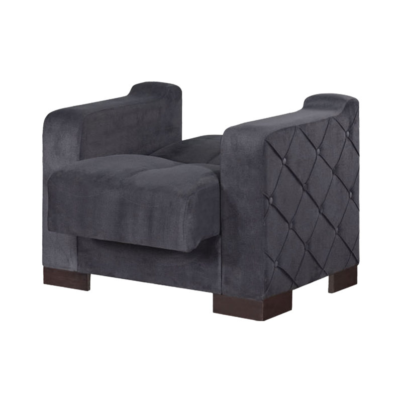 Fauteuil 35 po, 100 % polyester gris, Brun foncé