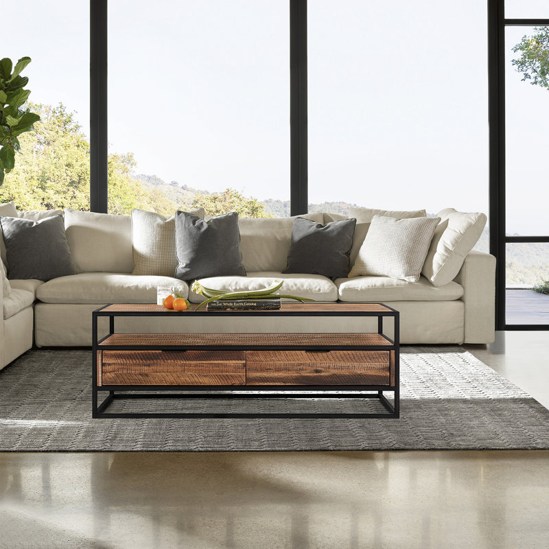 Table basse rectangulaire avec tablette