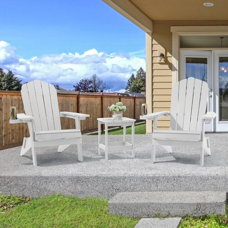 Chaise Adirondack pliante en plastique Shubhika, Blanc