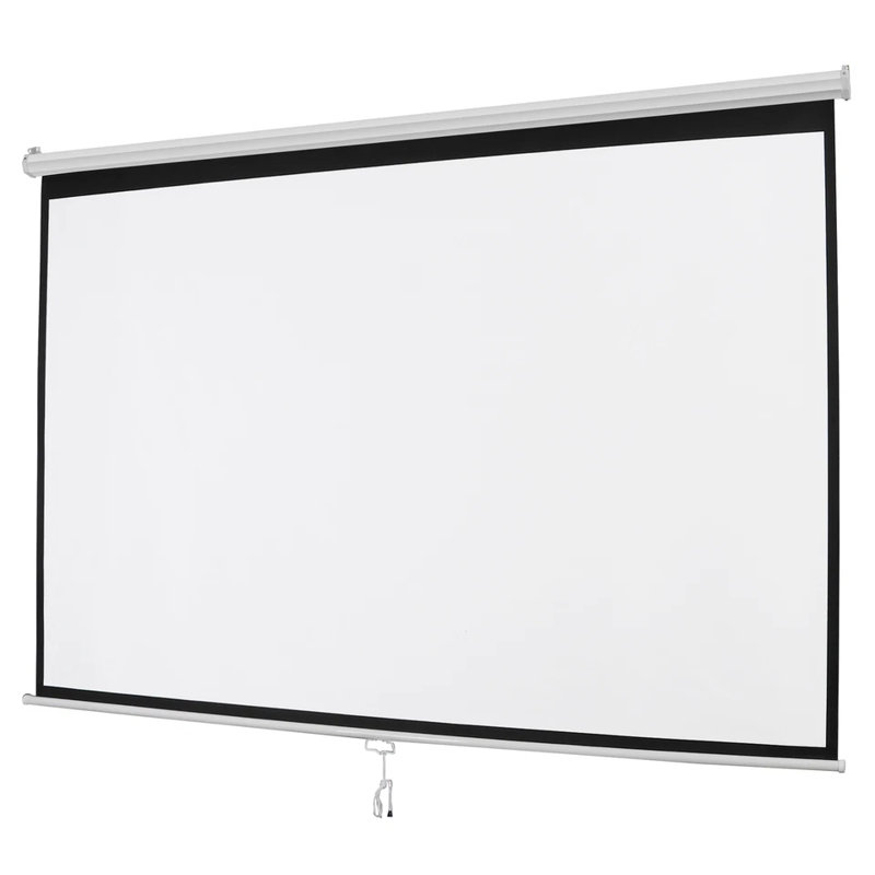 100"projection Screen Manual Pull Down 16:10 Hd Projector Movie Theatre For Home