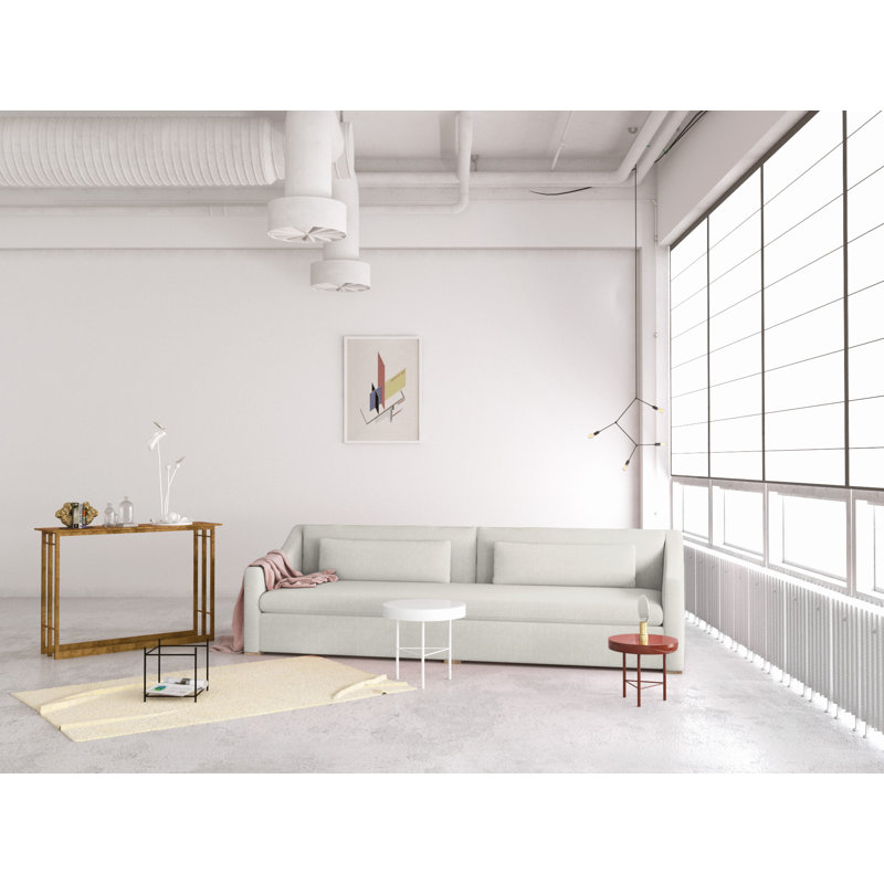 Crosby Slope Arm Sofa, Box Weave Linen Alabaster, 32.5" H x 84" W x 43" D, Ebony