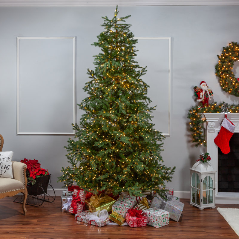 Artificial Pine Christmas Tree with Color & Clear Lights, 9' H