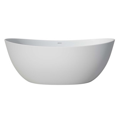 65" Solid Surface Soaking Bathtub With Overflow & Drain