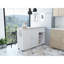 Kitchen Island Cart Victoria, Four Interior Shelves, Six Carters, One Drawer, Double Door Cabinet -White / Light Oak, Kitchen Island