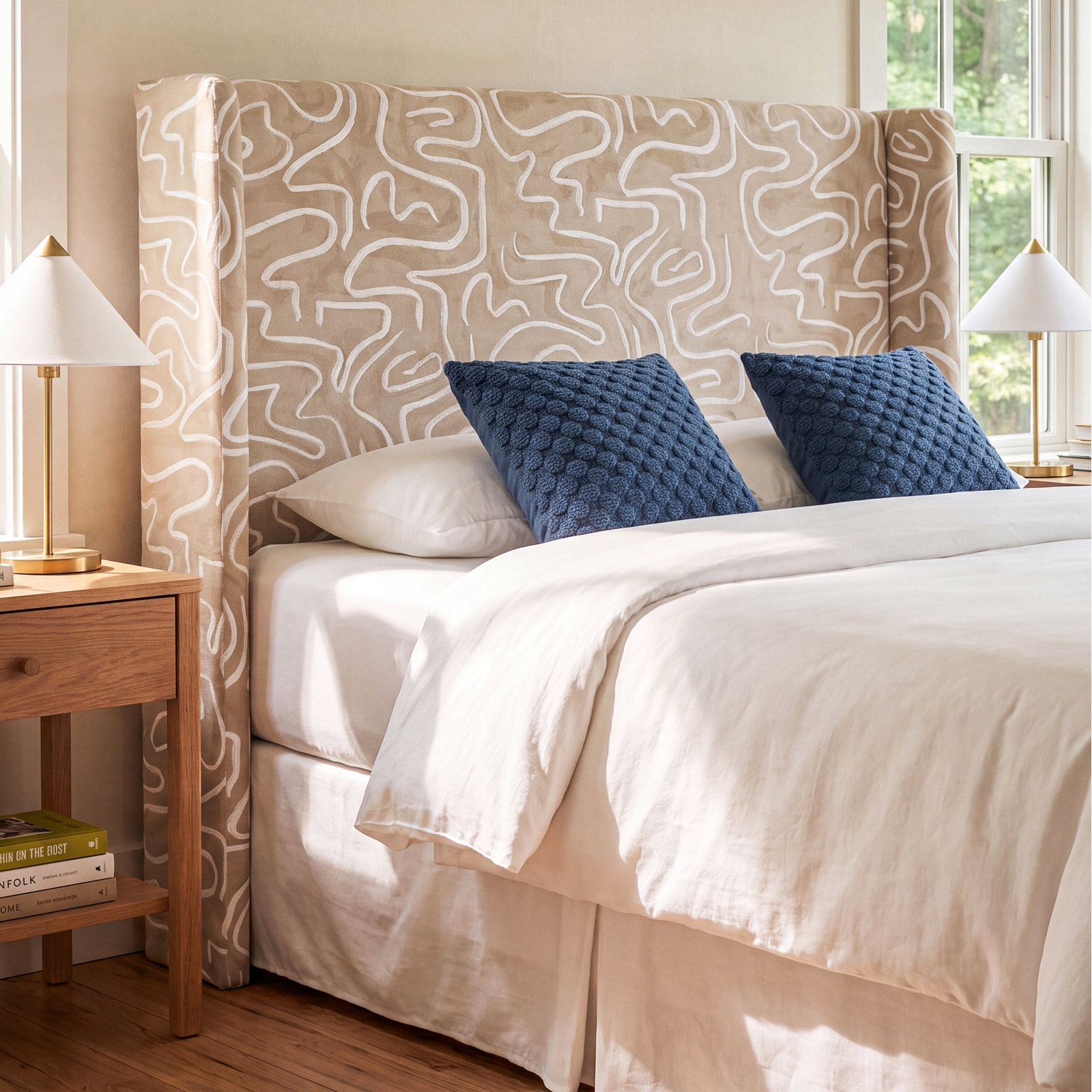 Matthew Cotton Upholstered Headboard, Queen