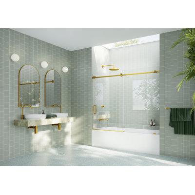 Astro 68 in. - 72 in. x 60 in. Frameless Sliding Bathtub Door