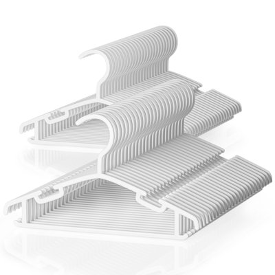 Plastic Hangers, Baby Clothes Hangers For Closet 50 Packs Non-Slip Toddler Hangers For Infant Child Clothing, Small Children Hangers(White)