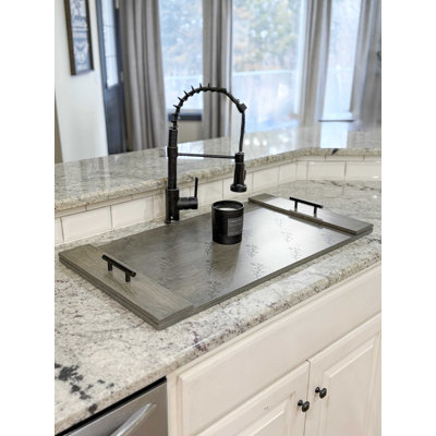 Floral Gray-Brown Wood Sink Cover