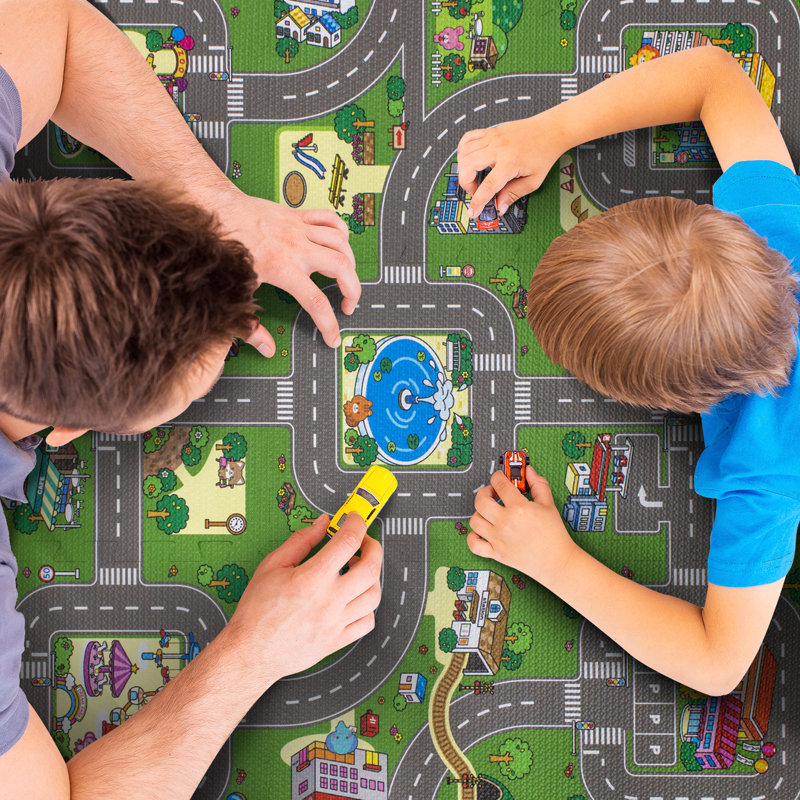 Sorbus 9-Piece Puzzle Play Foam Interlocking Tile Mat in Traffic Print