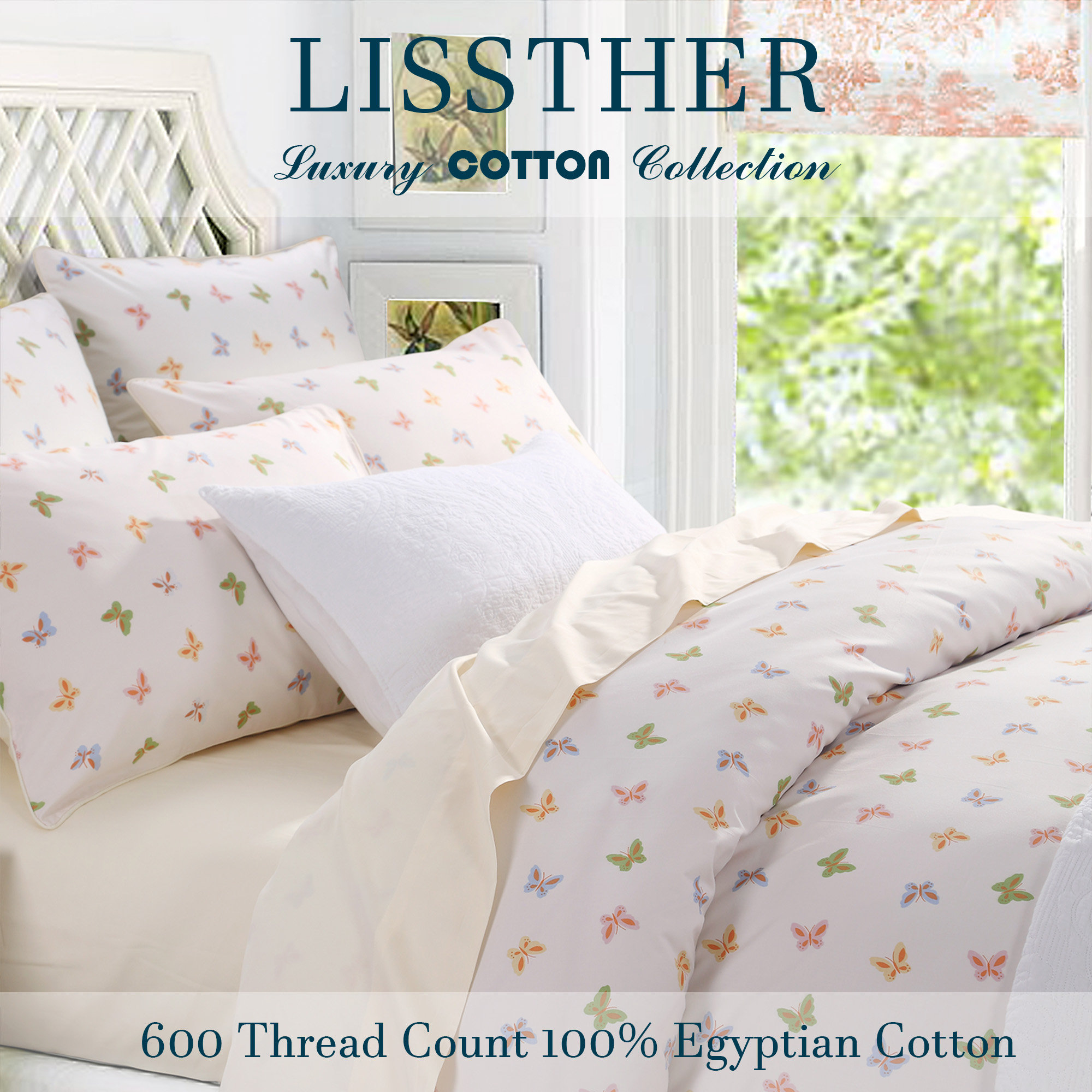 LISSTHER® Luxury Colorful Butterfly Bedding Set Hotel Grade Silky
