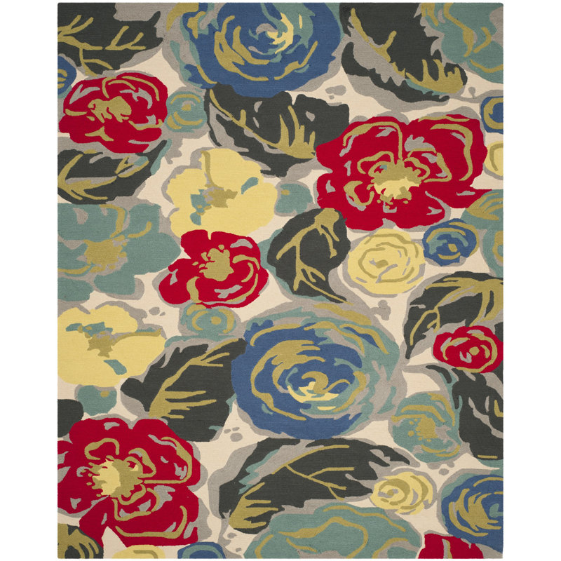 Tapis performance à motif floral crocheté à la main Doyle, Rectangle 4 pi x 6 pi