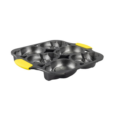 Cast Iron Skull Mini Cake Pan, 6 Cakelets, With Silicone Grips
