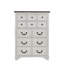 Commode haute Hamps, 5 tiroirs, blanc, bois massif brun foncé