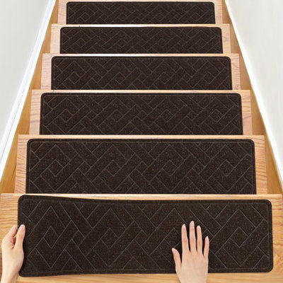 Stair Treads For Wooden Steps,15 Pack 8" X 30" Stairs Carpet Treads Non Slip Indoor With Reusable Peel And Stick Adhesive For Kids Elders And Pets,Polyester TPR Backing
