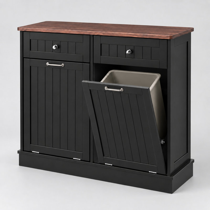Armoire poubelle inclinable Havant, Noir