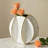 Oris 8" Gold Trim Faceted Panel White Ceramic Vase