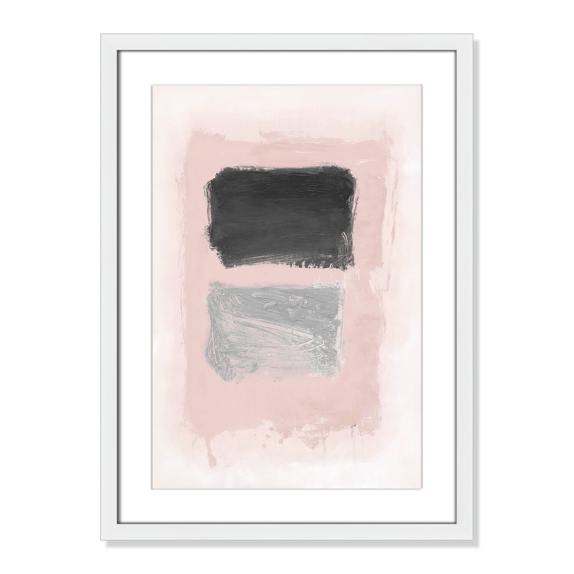 Pink, Black And Silver Shimmer I by Casa Fine Arts, 23" H x 17" W x 1.25" D, White Matted Picture Framed