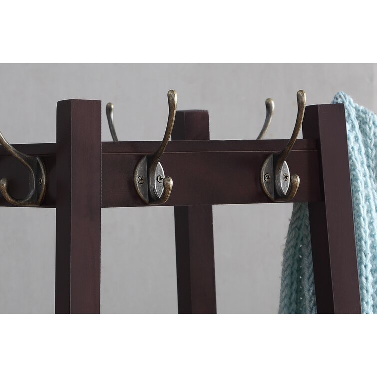 Tidoin Dark Brown Wood Jersey Display Rack Freestanding Coat Rack