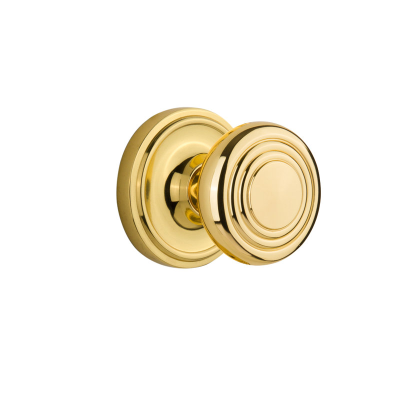 Classic Rosette with Deco Door Knob, 2 3/8, Polished Brass