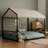 Metal Floor Bed Frame With House Shaped Design And Safety Guardrails-423239662