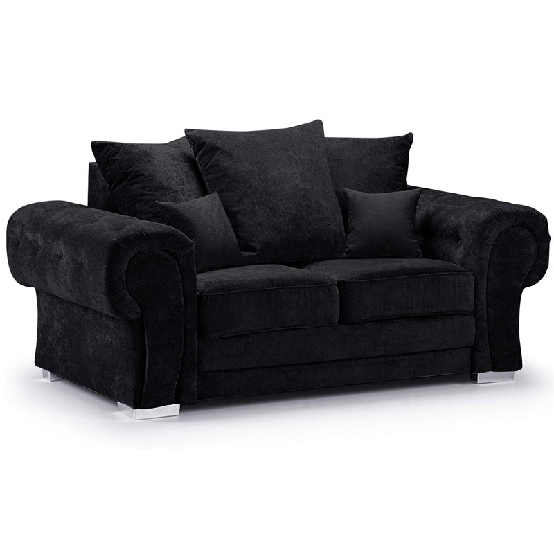 Desantis 2 Seater Chenille Loveseat, Black