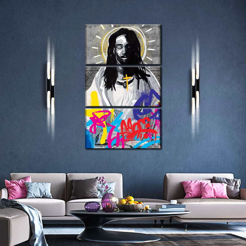Ensemble de 3 pièces Urban Jesus sur toile, H 24 po x l 38 po x P 1,25 po