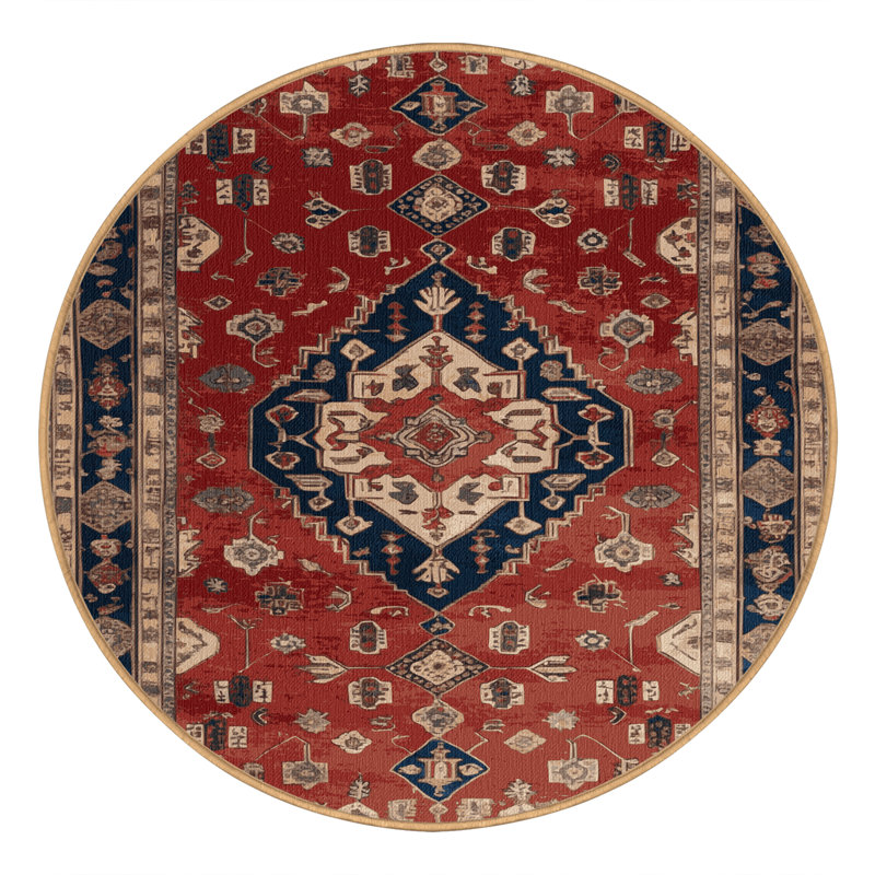 Tapis brun lavable à la machine, Rond 6 pi