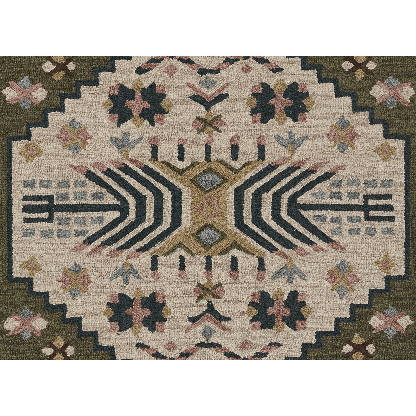 Anine Green Hand-Tufted Wool Oriental Rug, Rectangle 7'6" x 9'6"