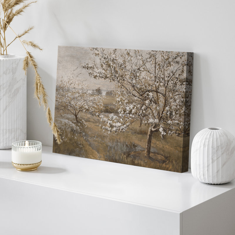 «Spring Orchard Trees in Bloom», impression sur toile - décor rustique traditionnel pour salle à manger ou bureau