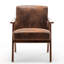 Fauteuil en bois massif recouvert de microfibre, style moderne du milieu du siècle, brun, pour un confort optimal. Fauteuil avec revêtement, moderne et élégant.