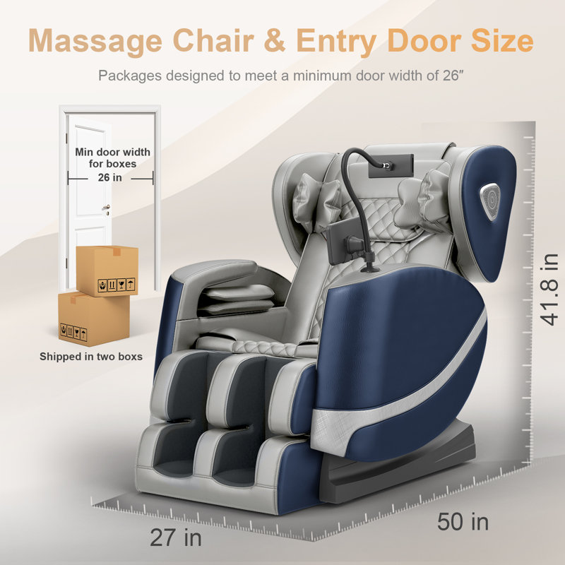 Fauteuil de massage chauffé 27 po en similicuir pour tout le corps, fauteuil de massage zéro gravité à 10 rouleaux fixes pour la détente à domicile