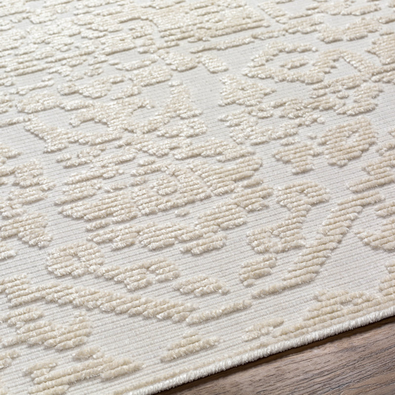 Tapis ivoire tissé à la machine Derek-Cooper, Rectangle 2 pi x 2 pi 10 po