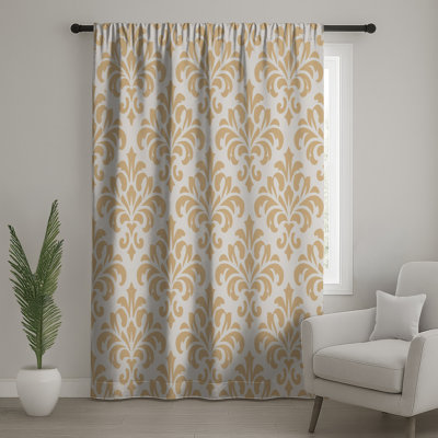 Rideaux de fenêtre à motif damassé beige, voilages et voilages damassés - 1 panneau