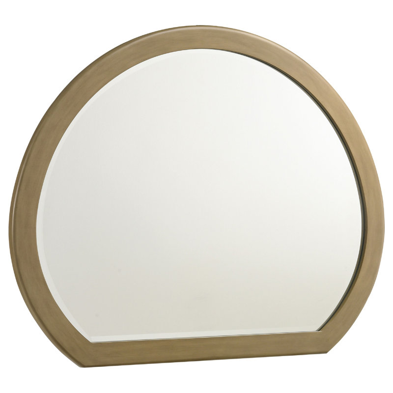 Miroir pour commode Heon, bois brun naturel, forme arrondie subtile, 38 pouces
