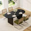 Ensemble de salle à manger élégant à double piédestal avec chaises en velours-908193391-908193389