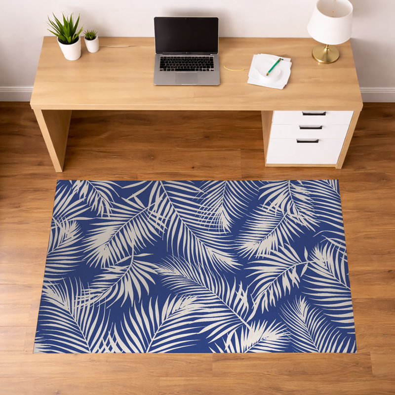 Tapis de bureau léger antidérapant Waving Palms, L 84 po x P 60 po, Marine