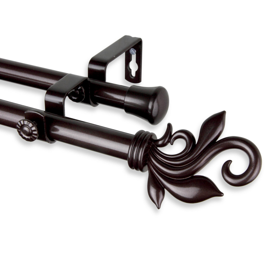 Rexford Adjustable Double Curtain Rod Fleur De Lis Living 