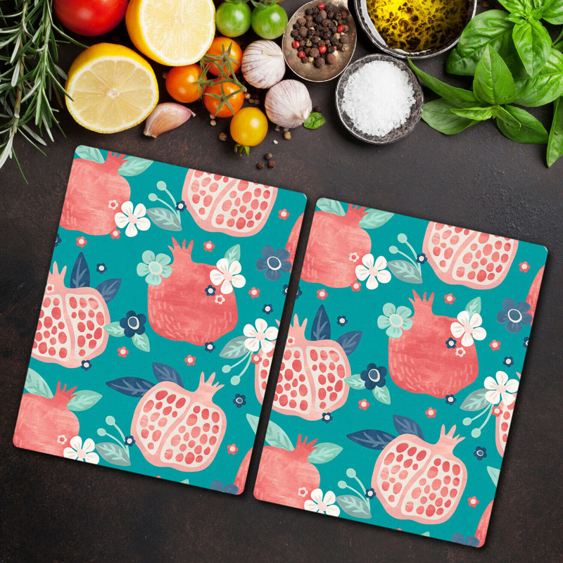 Eyren Tempered Glass Pomegranate Chopping Board, 52cm x 30cm
