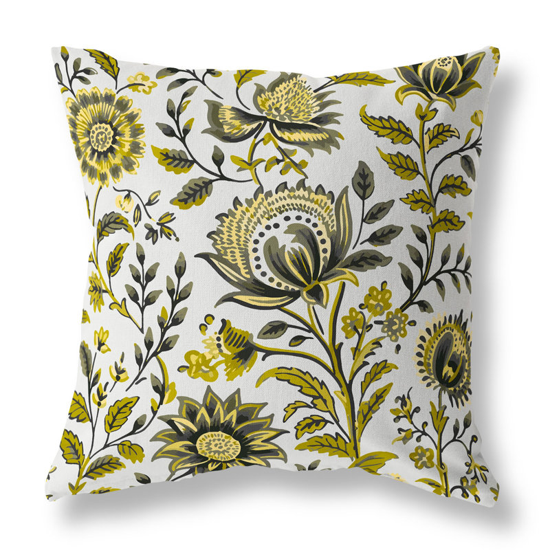 Coussin Sanganeri, H 16 po x l 16 po, Vert floral