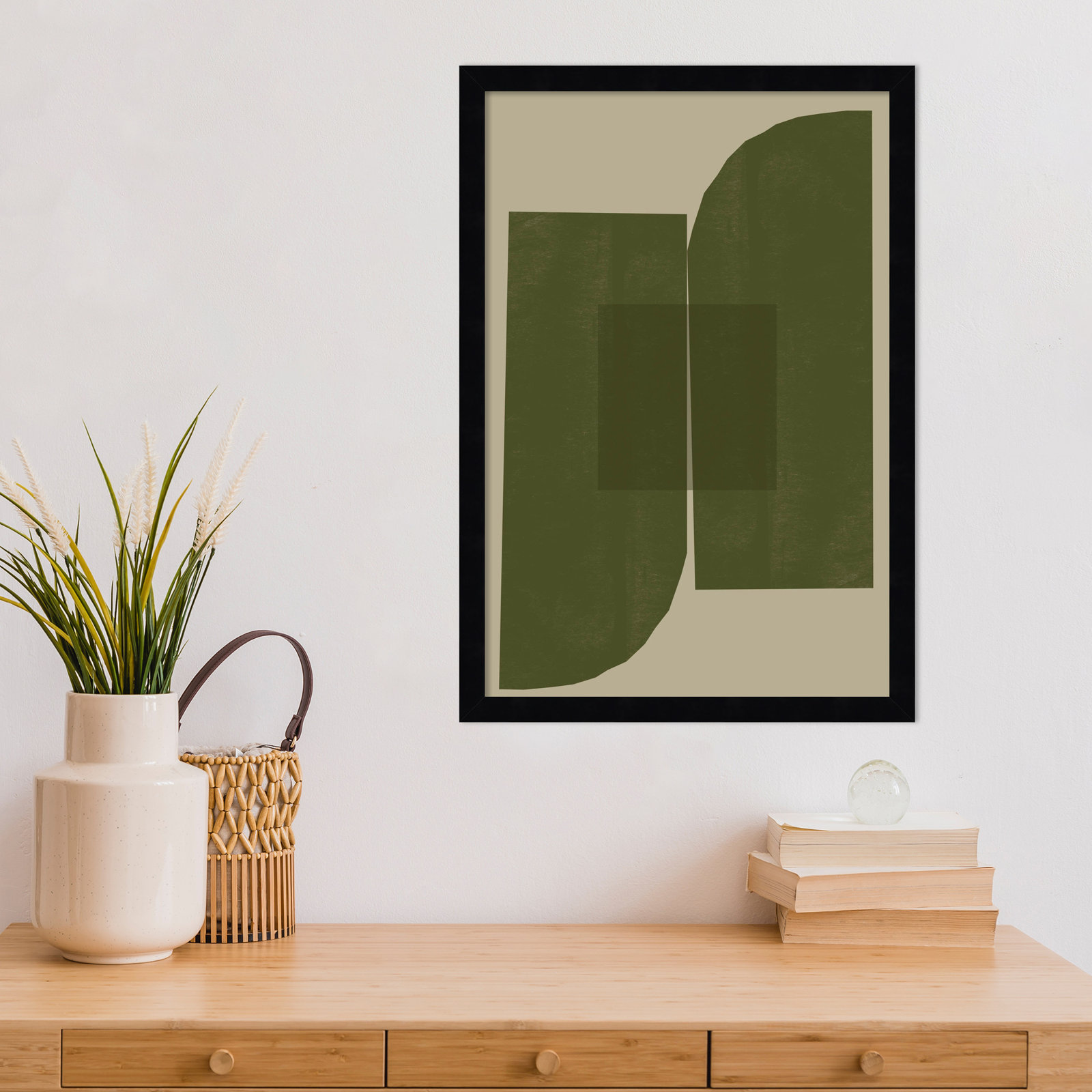 Percey "Green Composition 2" Print, Black, 21" H x 15" W