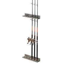  MyGift Wall Mounted Fishing Rod Rack, Torched Wood Vertical Fishing  Pole Holder Adjustable Storage Rack Holds 6 Rods : Sports & Outdoors