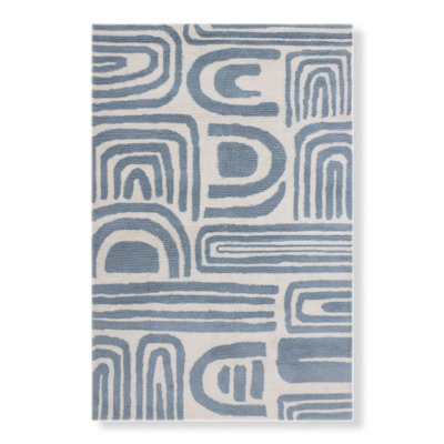 Abstract Area Rug in Dusty Blue