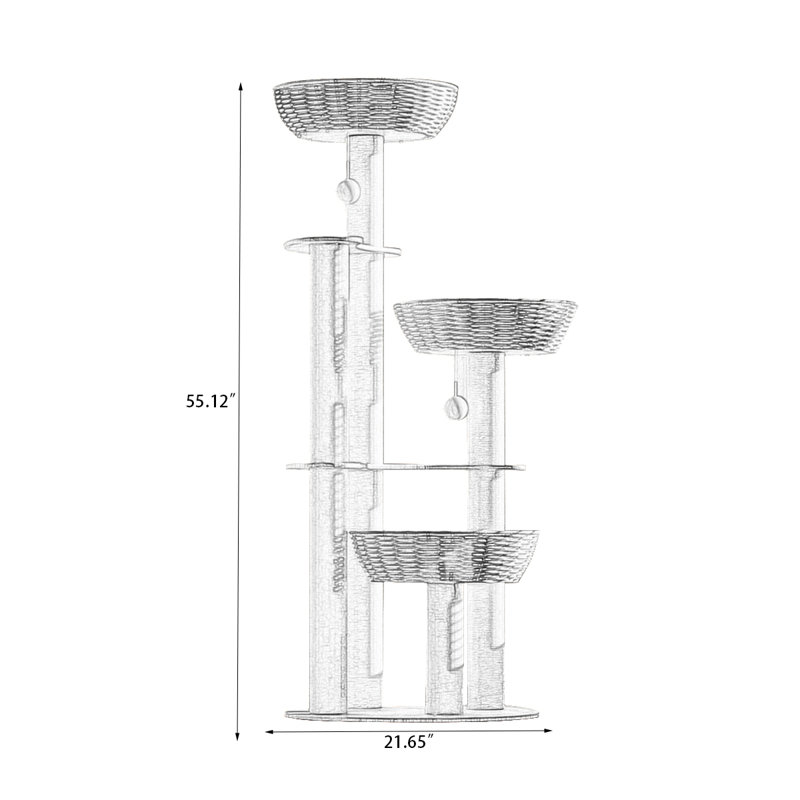 5 Tiers Cat Tree with Condons,Perch,Scratching Posts