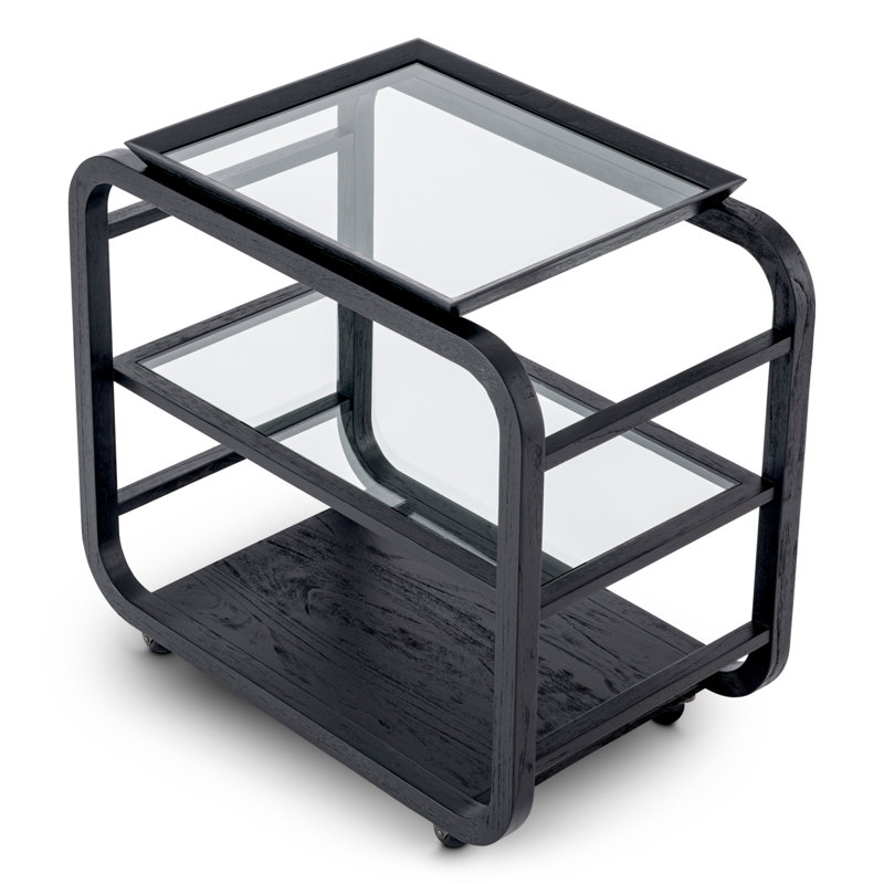 Trolley Mayfair Light Brown Mappa Burl Veneer, Black