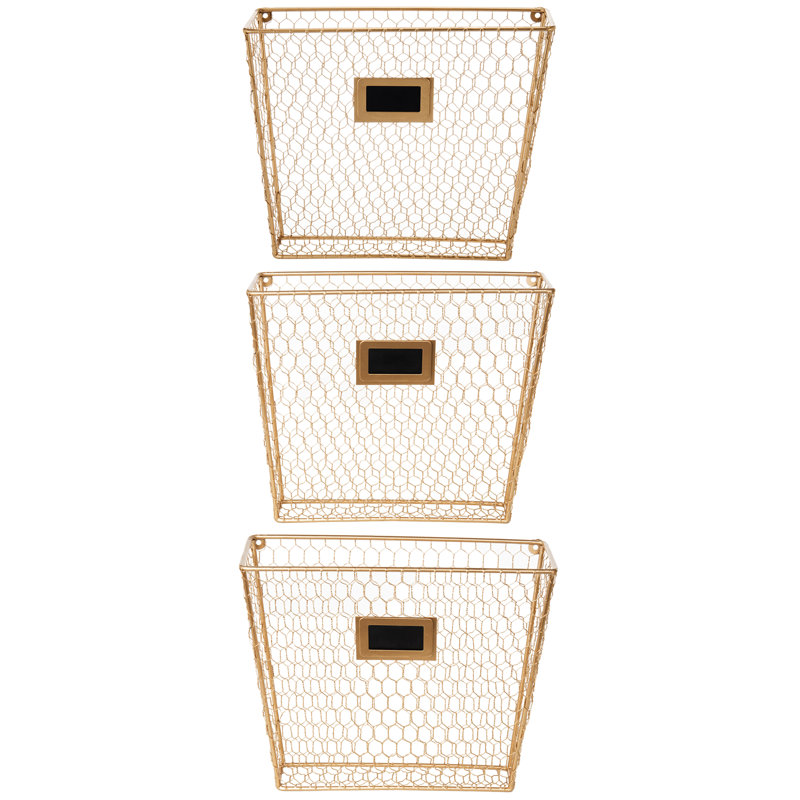 Wall Mounted Metal Wire Magazine Rack, Gold