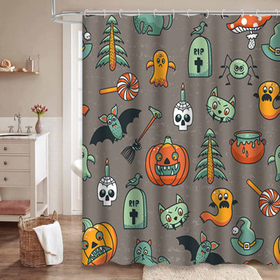 Rideau de douche élégant avec 12 crochets orange